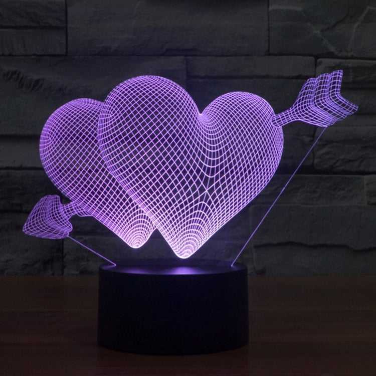 7 Colour Discoloration Creative Visual Stereo Lamp Desk Lamp Night Light, Arrow Through Heart Style