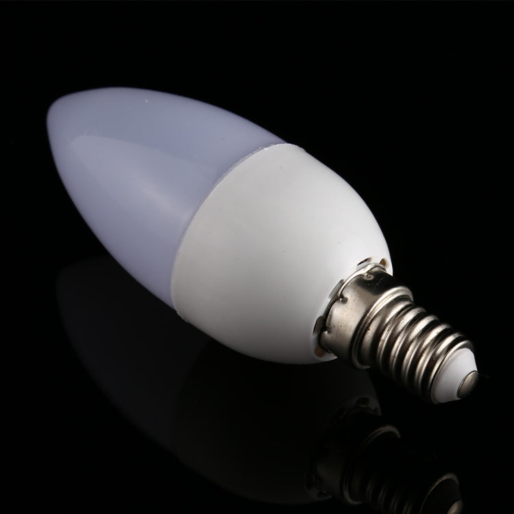 Pointed LED bulb side view with E14 screw base and frosted white glass