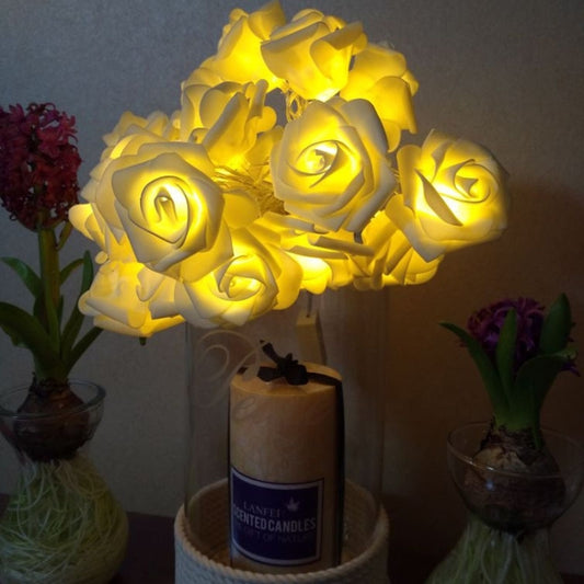 20 LEDs Teenage Style Warm Fairy Decorative Lamp for Christmas, Wedding, Bedroom, Rose