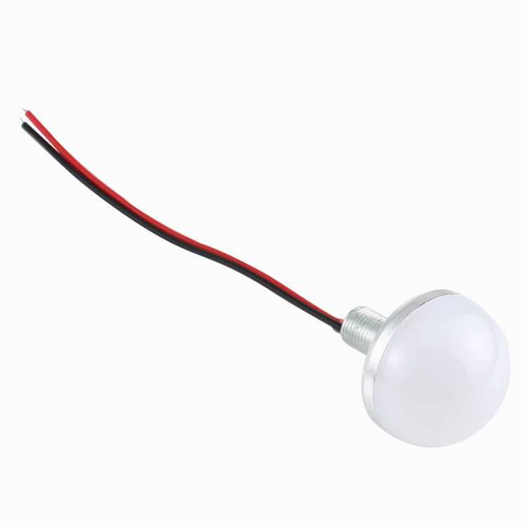 LED dome light with red and black wires and silver threaded socket