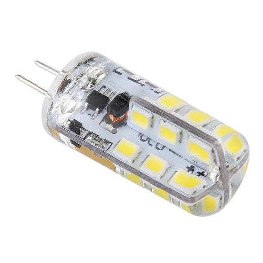 G4 LED corn light bulb angled view with two pins and multiple SMD LEDs on clear casing