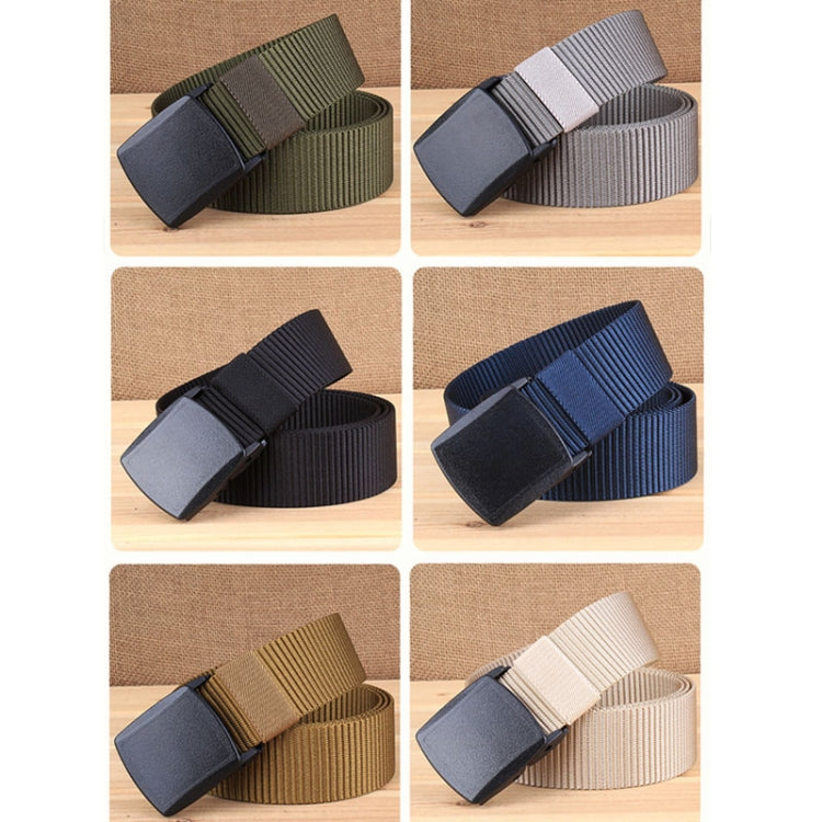 Nylon waist belt with adjustable webbing and square buckle, shown in multiple colors