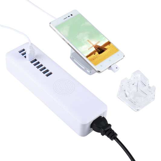 Mobile phone anti-theft display stand with clear base and charging cable