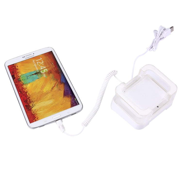 Tablet display stand with anti-theft alarm box and security cable for retail
