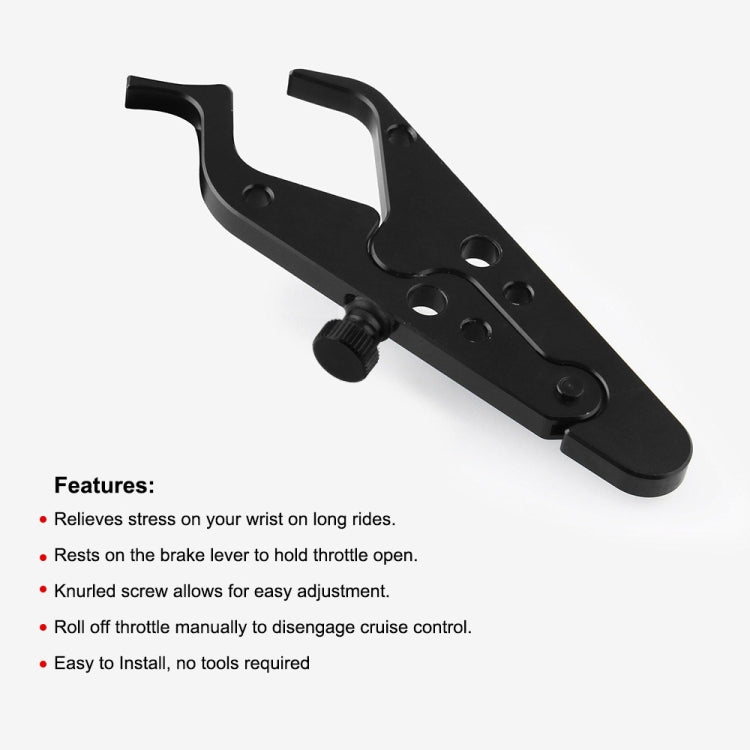 Black throttle control clamp with knurled adjustment screw and mounting pin