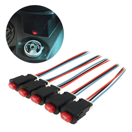 5 PCS Motorcycle sScooter Modified Double Flashing Warning Light Switch, Double Flashing Warning Light Switch