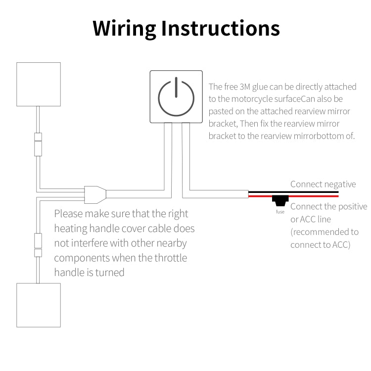 Wiring diagram for electric heated hand grips showing power and ACC connections