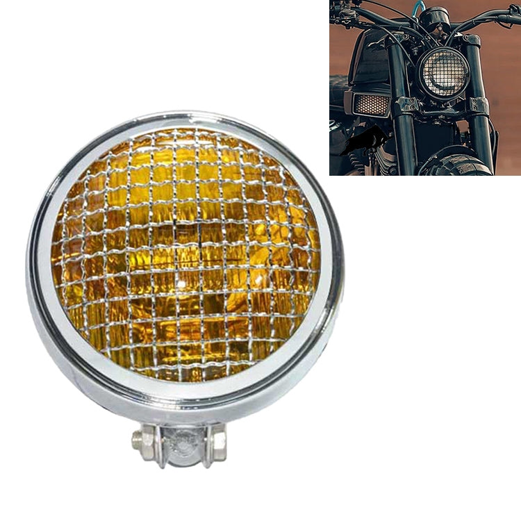 Motorcycle Silver Shell Harley Headlight Retro Lamp LED Light Modification Accessories, Silver Shell Headlight Retro Lamp