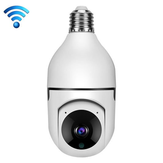 White outdoor bulb security camera with E27 screw base and black lens cover