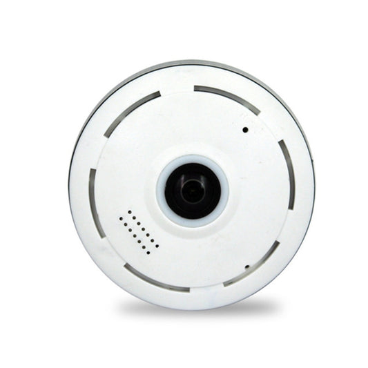 White 360-degree network panoramic security camera with circular lens and indicator ring
