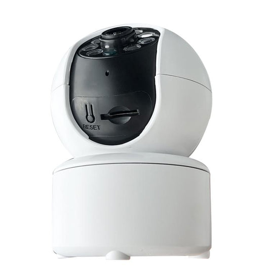 White dome PTZ security camera with rear reset button on the top panel