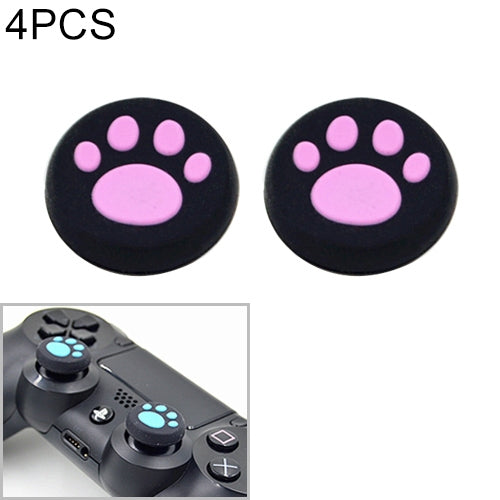 4 cat-paw silicone joystick covers, black with pink paw print design