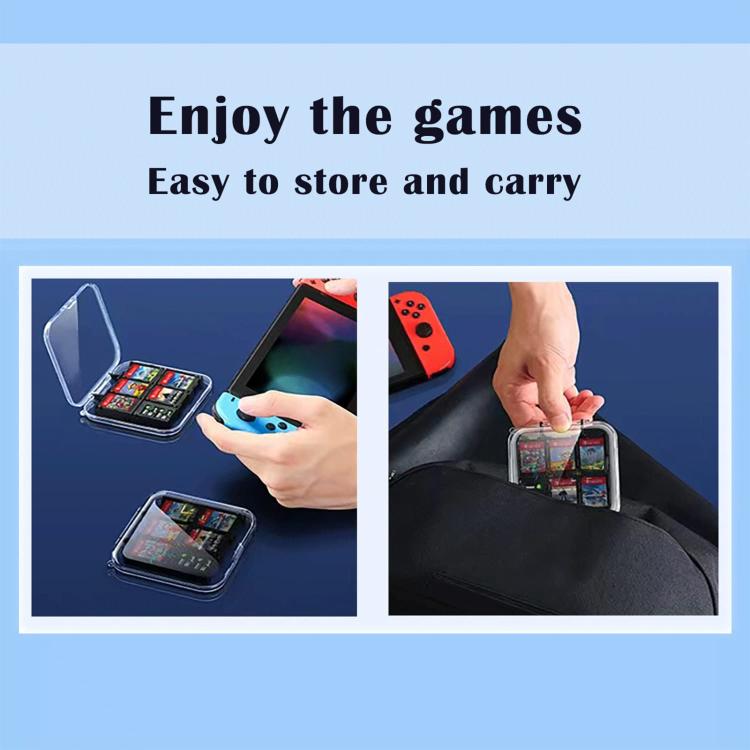 Portable game card holder with cards, shown being carried and set down