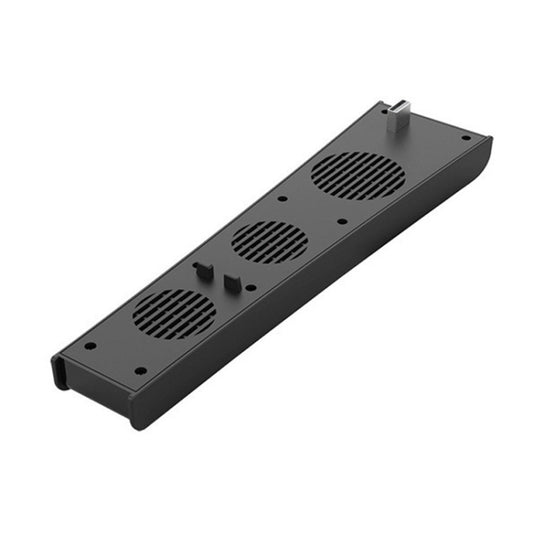 Black console cooling fan bar with three vent grilles and mounting holes