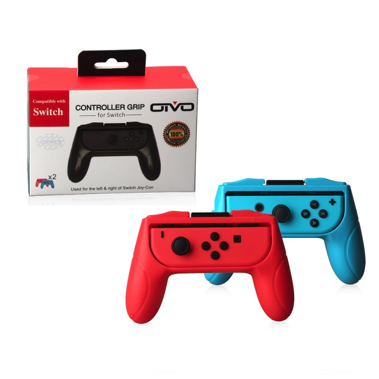 Nintendo Switch controller grip set with retail box, red and blue handles