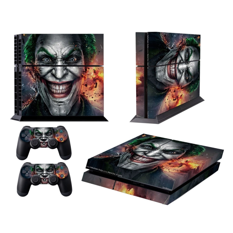 PS4 console and controller skin set featuring grinning clown face artwork