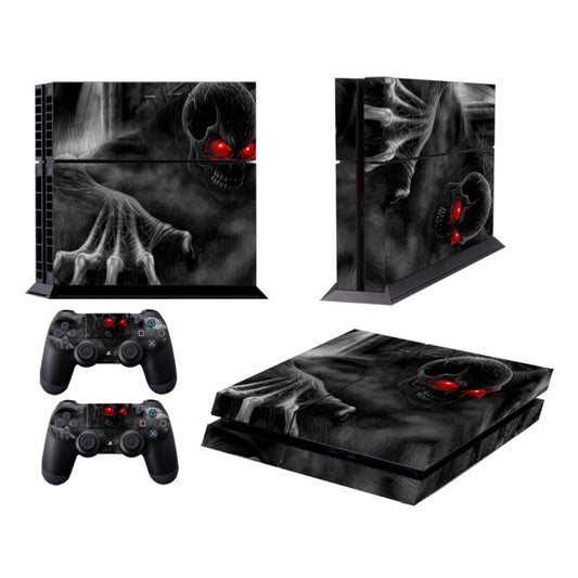 PlayStation console protective film sticker set with dark skull pattern and red eyes
