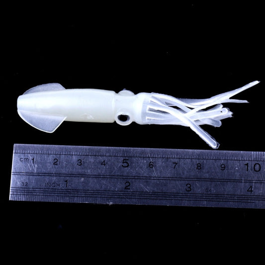 HENGJIA 5 PCS Squids Plastic Soft Baits Artificial Fishing Lures Bionic Fishing Bait, Length: 9 cm, Luminous, Colorful Pipe