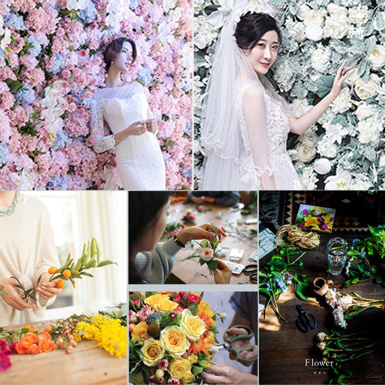 Artificial flower wall backdrop with light pink and white rose clusters and hydrangea