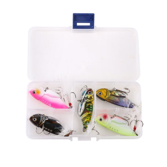HENGJIA 5 PCS 5.5cm/11g Luya Metal VIB Fishing Lures Bait Bionic Kit with Plastic Box, Box018