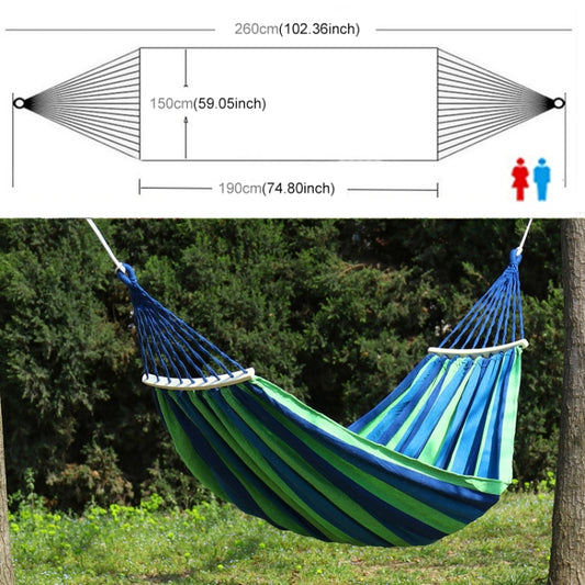 Double hammock with 190 x 150 cm size and hanging loop ends