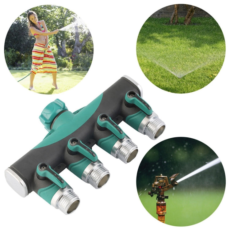 4 In 1 Multi-function Garden Water Sprinklers Lawn Irrigation Valve Water Dividing Controller Water Pipe Shunt, EU Plug, EU Plug