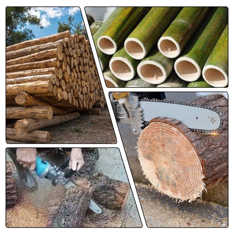 Angle grinder chain saw attachment for cutting logs and trimming tree branches