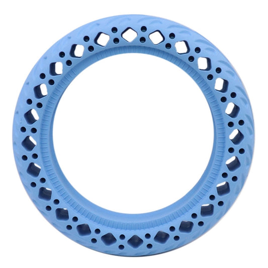 Blue 8.5-inch solid scooter tire ring with honeycomb cutouts and shock-absorbing tread