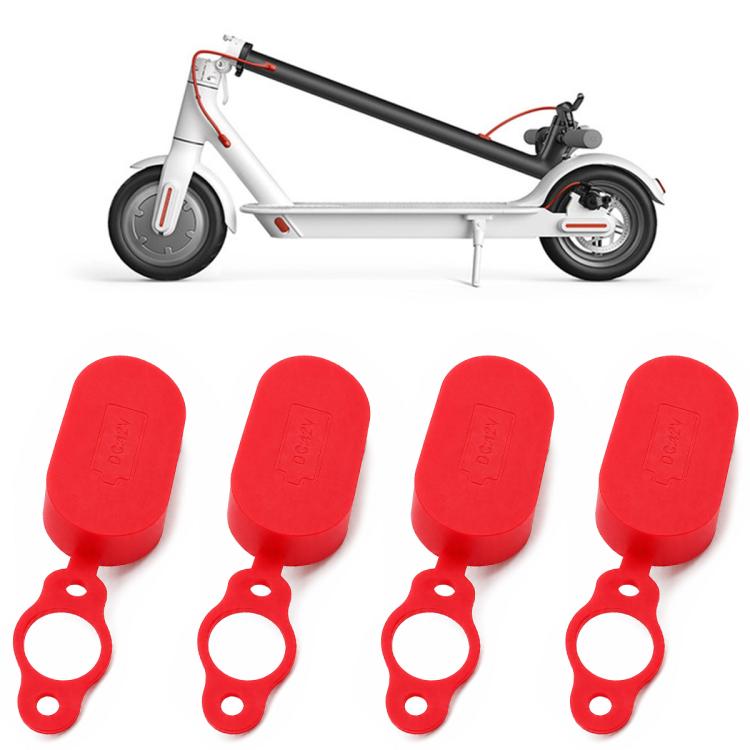 Red silicone charging port cover set of four with tether loops