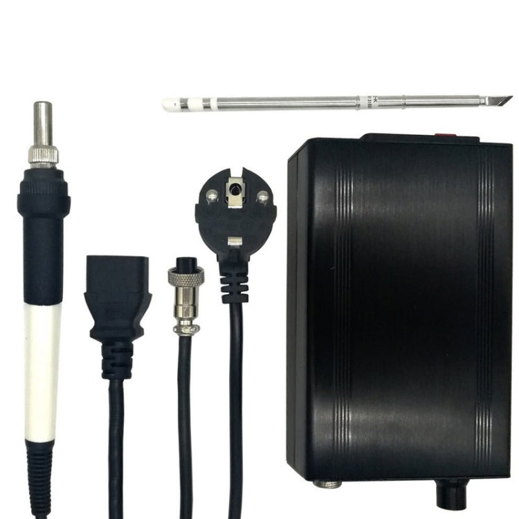 T12-952 soldering iron set with plug, spare tip, and compact black power unit