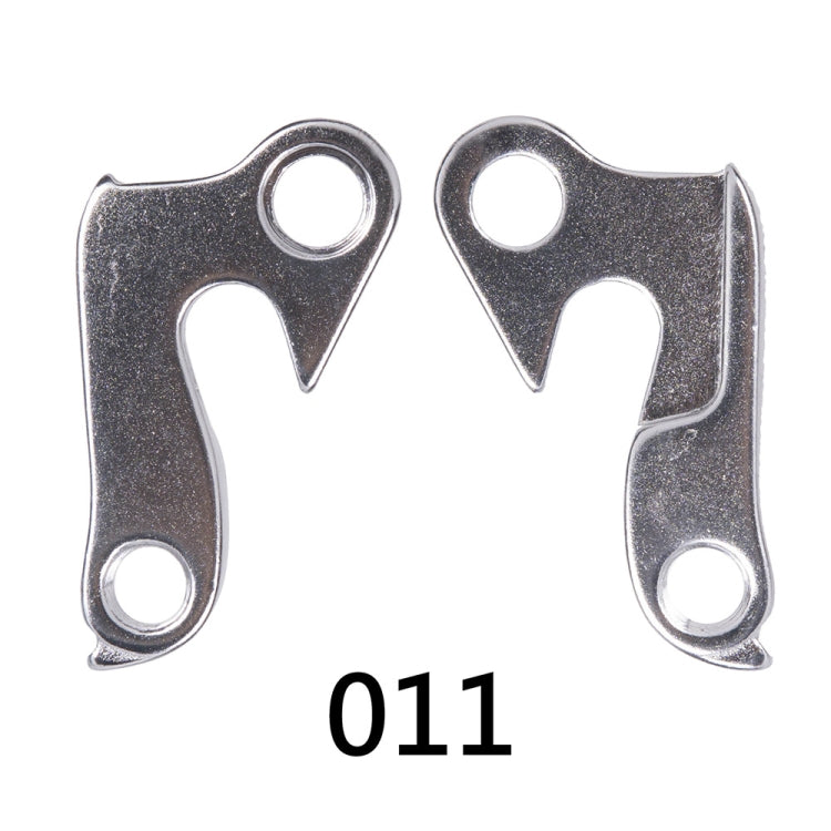 Alloy rear derailleur tail hooks, 2-piece set labeled 011 with mounting holes