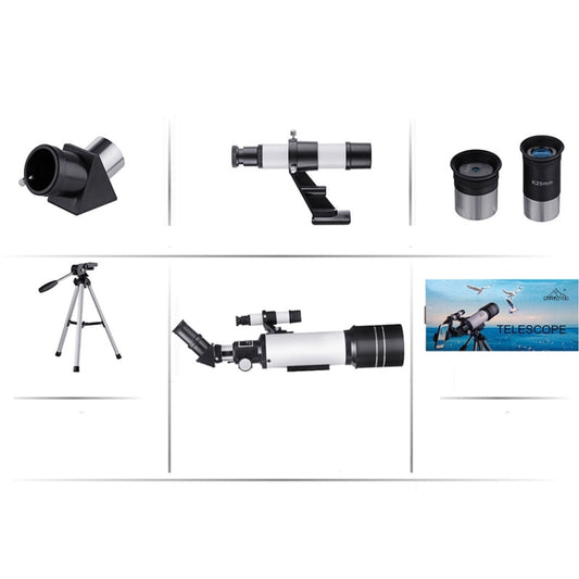 WR852 16x/66x70 High Definition High Times Astronomical Telescope with Tripod, 66x70 White