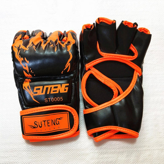 SUTENG Half Fingers Training Boxing Gloves for Adults, Half Fingers Orange, Half Fingers Green, Half Fingers Red