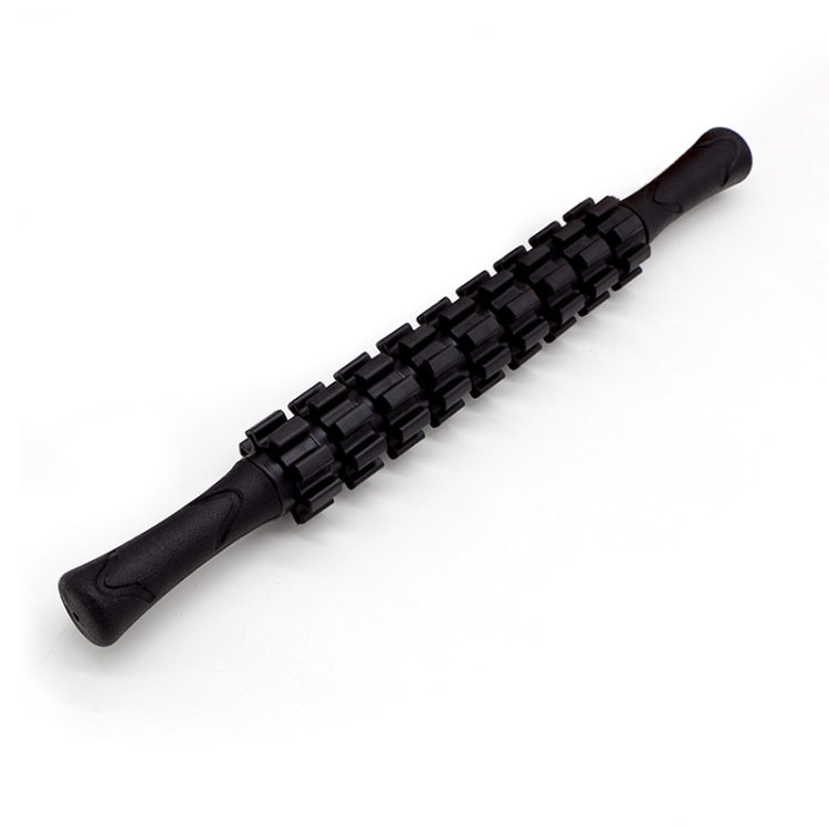 Black segmented roller massage stick with black padded end grips