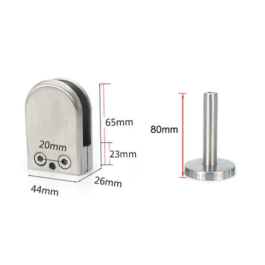 201 Stainless Steel Glass Fish Mouth Support Rod Fixing Clip with 14x80mm Rod, Specification: L, L, with 14x80mm Rod