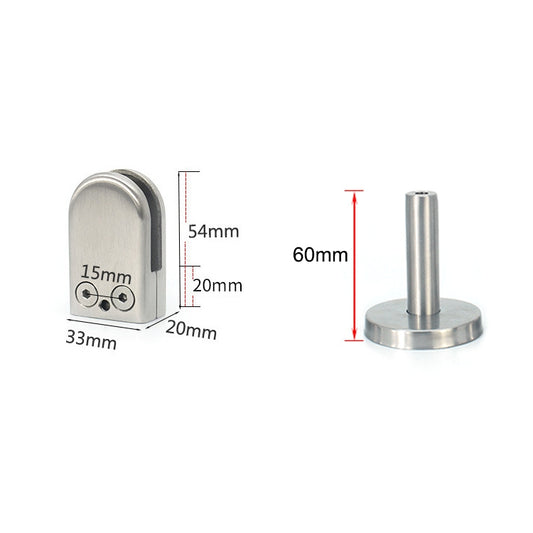 201 Stainless Steel Glass Fish Mouth Support Rod Fixing Clip with 14x60mm Rod, Specification: S, S, with 14x60mm Rod