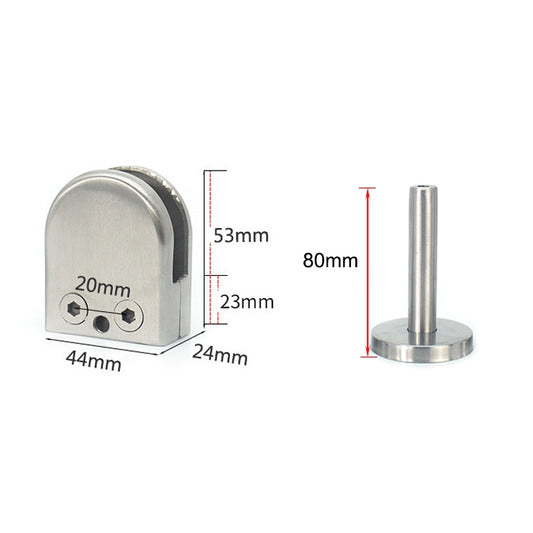 201 Stainless Steel Glass Fish Mouth Support Rod Fixing Clip with 14x80mm Rod, Specification: M, M, with 14x80mm Rod