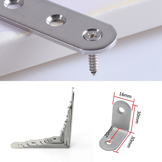 50pcs Stainless Steel 90 Degree Angle Bracket,Corner Brace Joint Bracket Fastener Furniture Cabinet Screens Wall (30mm), 30mm (50pcs)