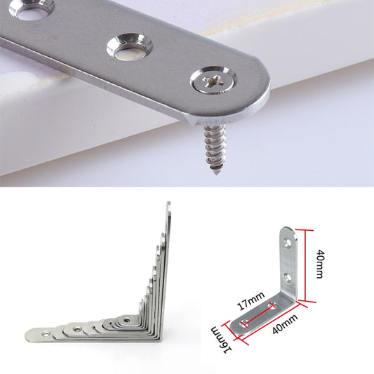 10pcs Stainless Steel 90 Degree Angle Bracket,Corner Brace Joint Bracket Fastener Furniture Cabinet Screens Wall (40mm), 40mm (10pcs)