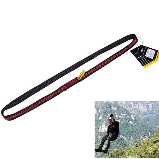 22kN climbing sling, 80cm black webbing with red stripes and sewn loop ends