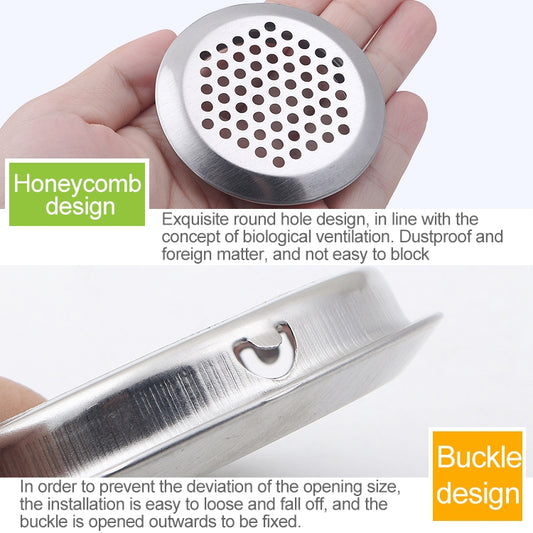 10pcs Flat Surface 25mm Cabinet Round Air Vent Stainless Steel Louvered Grille Cover Vents with Little Holes, 25mm Flat
