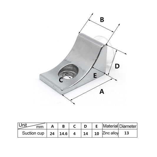 30 PCS Large Right Angle Thickened Zinc Alloy Bright Layer Sucker Plate Bracket, Weight: 12.2g, Large Right Angle