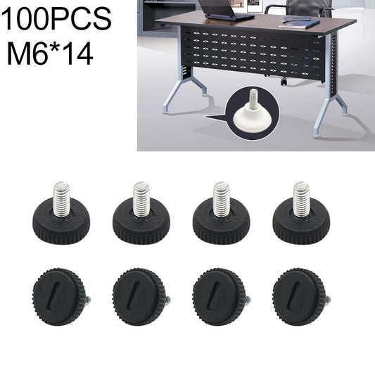 100 PCS Adjustable Foot Pad Furniture Screw Support Stub, M6x14, M6x14