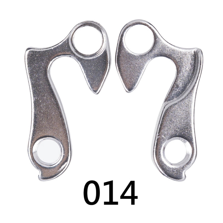 Pair of rear derailleur tail hooks with mounting holes, silver alloy (014)