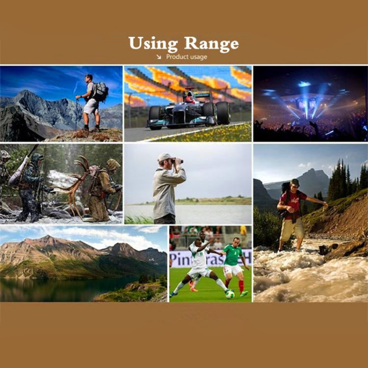 Monocular range usage collage showing outdoor scenarios for viewing