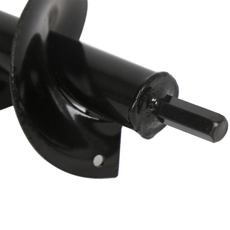 Black twist drill bit with spiral flights and hex shank, 60x8cm