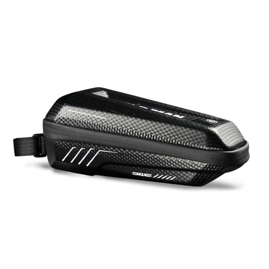 WILD MAN E5 waterproof front bicycle tube bag, black carbon-pattern hard shell