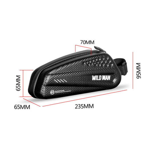 Black handlebar phone bag with compact dimensions: 235mm x 70mm x 95mm