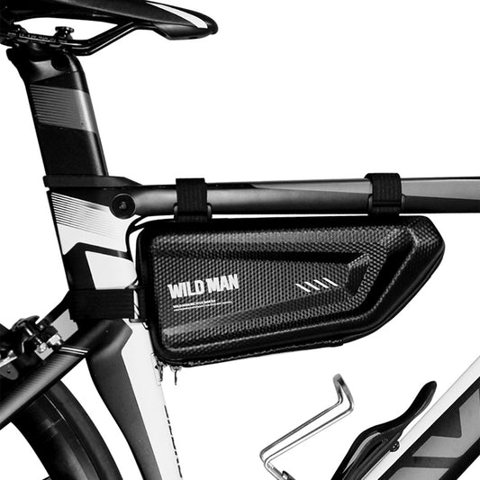 Waterproof handlebar front bag with strap mounts and zipper, WILD MAN logo