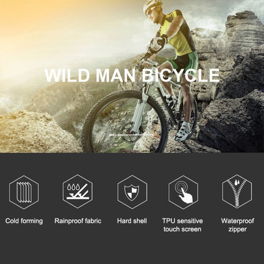 WILD MAN E2 waterproof front bicycle bag feature icons panel